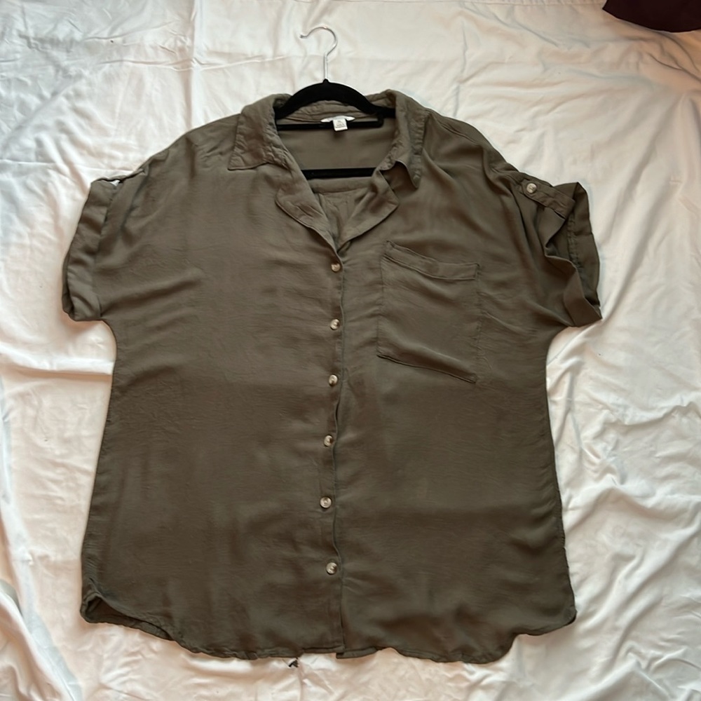 Lightweight, dark green blouse